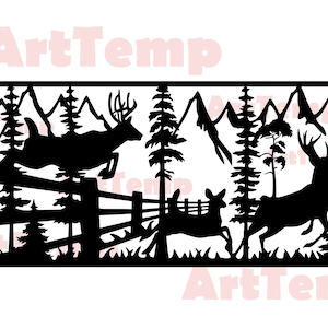 Deer DXF, Animals SVG file di taglio, svg per cricut, dxf per cnc laser, plasma, modello taglio carta, fauna selvatica clipart vettoriale parete in legno arte, Cervo png