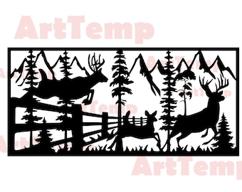 Deer DXF, Animals SVG cut file, svg for cricut, dxf for laser cnc,plasma, papercut template, wildlife clipart vector wood wall art, Deer png