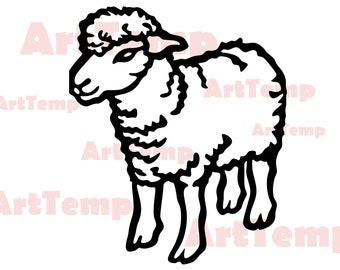 Sheep SVG, cute Animal DXF cut file, svg for cricut, Farm clipart vector wood wall art, vinyl farm life svg,Farm animal laser engraved