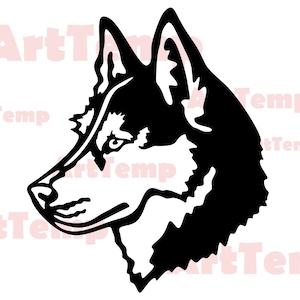 Husky DXF, Dog SVG cut file, svg for cricut, dxf for laser cnc, plasma, papercut template, wildlife husky clipart vector wood wall art