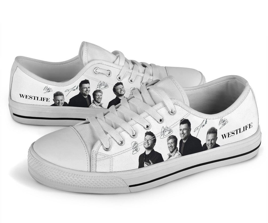 Love Westlife White Low Top Shoes Westlife Fans Gift Music Etsy