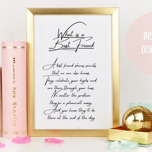 Print about friendship, Instant Download, Best friend poem, Friend print, Birthday gift for friend, Wall art for friends, Printable gifts