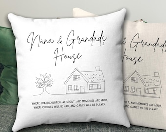 Personalised Grandparent Cushion | Nana Grandad House Gift From Grandchildren | Christmas Gift for Grandma Grandad With Rhyme”