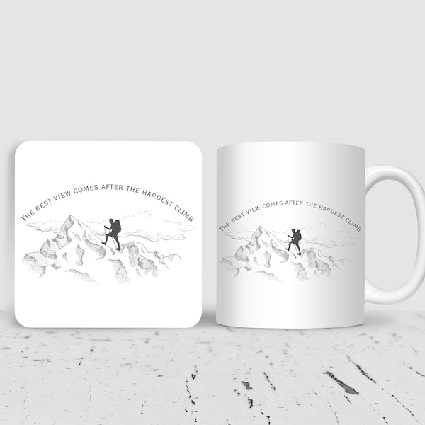 Hiking mug, Mountain climber gift, Walker mug, Christmas gift for climber, Gift for hiking lover, Personalised mug for him, The best view