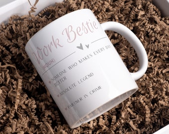 Personalised mug for work colleague, gift for work bestie, birthday gift for work friend, appreciation gift for women, work leaving gift