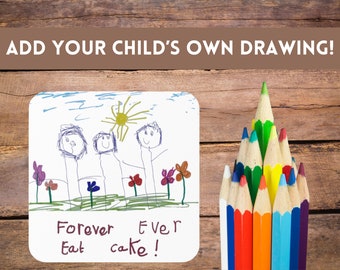 Childs drawing coaster, Kids artwork, Thank you teacher gift, Personalised Mothers Day Gift, Personalised Christmas gift for grandparents