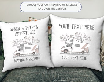 Personalised motorhome cushion, camper van gifts, Father’s Day, gift for grandparents, gift for campervan owner, motorhome birthday gift