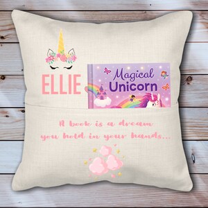 Bunny Ballerina Reading Pillow Personalized Gifts Gift for Reader Bedtime Story Pillow Storybook Pillow