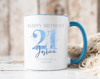 Personalised 21st Birthday Mug for Son, Custom Name & Message
