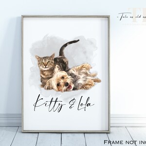 Personalized Pet Portrait Print: Custom Dog & Cat Art