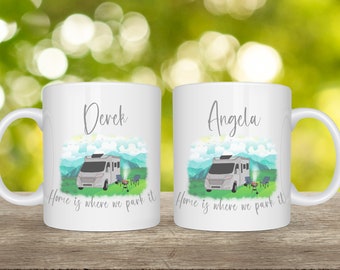 Personalized Campervan Mug Set: Motorhome Grandparent Gift