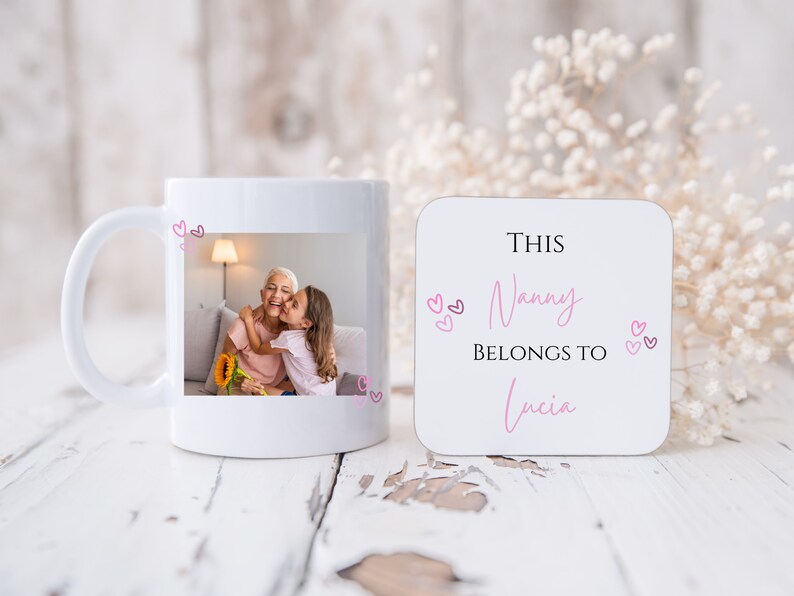 Personalised Nanny mug, Photo mug, Gift for Grandma, Birthday gift from Grandchildren, Mothers Day Gift, Nanny coffee cup, Grandkids bild 2
