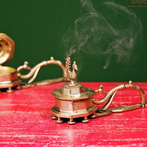Brass Incense holder Incense Burner, Brass  Dhoop Box,  Lamp, Brass puja Dhoopdani, Engraved Burner, Prayer Lamp, Home Fragrance