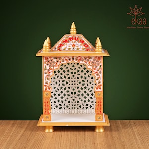 Temple in Cultured Marble 22CM Tall Hindu Mandir Mandir Pooja Ghar Mandap For Worship Puja Temple for Gods Temple for OfficeTemple for home