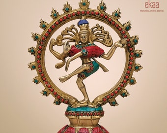 Large Brass Nataraja Statue 24CM | Dancing Shiva Home Decor | Hindu God of Dance & Energy | Indian Spiritual Art Gifts ideas