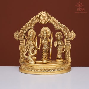 Ram darbar Statue in Brass, Lord Rama, Lord Hanuman, Lord Lakshman, Sita Mata, Ram Ji Family statue, Ram With Hanuman ji, Temple Pooja Murti