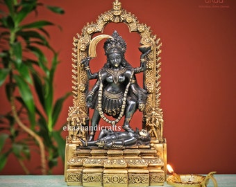 Kali Maa Brass Statue | Goddess Kali Idol for Home Temple Mahakali Hindu Deity | Shiva Shakti Murti Parvati Sculpture Spiritual Puja Gift