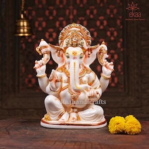 Lord Ganesha Statue for Temple, Ganesha statue Idol for Home Decor in Cultured Marble, Ganesh Statue, Ganesh for Home, Hindu God Statue