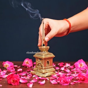 Brass Shaligram Tortoise Incense Holder, Brass Dhoop Box, Engraved Burner, Home Fragrance, Incense Burner for Meditation, Home Décor