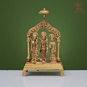 Ramdarbar Statue in Brass, Lord Rama, Lord Hanuman, Lord Lakshman, Sita Mata, Ram Ji Family statue, Ram With Hanuman, Temple Pooja Murti