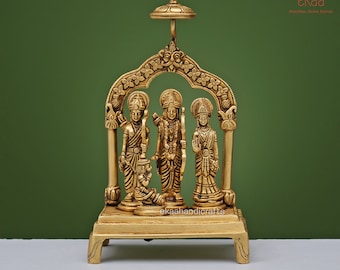 Brass Ramdarbar Statue: Rama Family Temple Pooja Murti