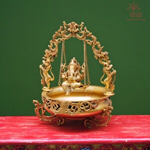 Urli Brass With Ganesha, 51CM Lord Ganesha Idol on Swing, Traditional ...