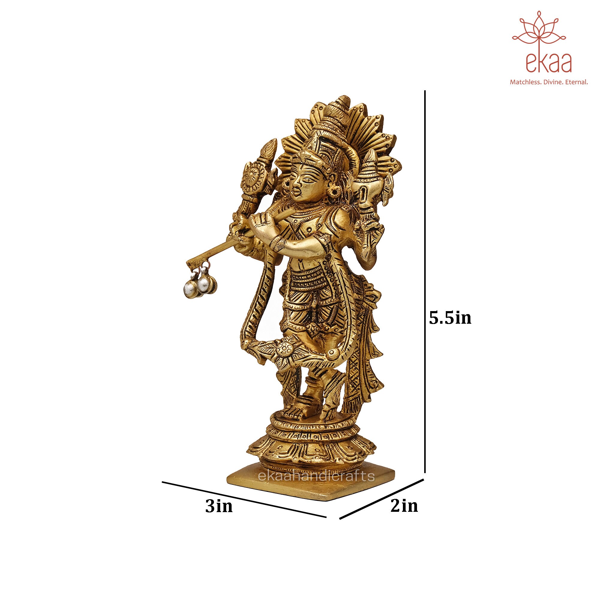 Krishna Statue in Brass 4 Hand Krishna Idol Krishn Bhagwan Etsy