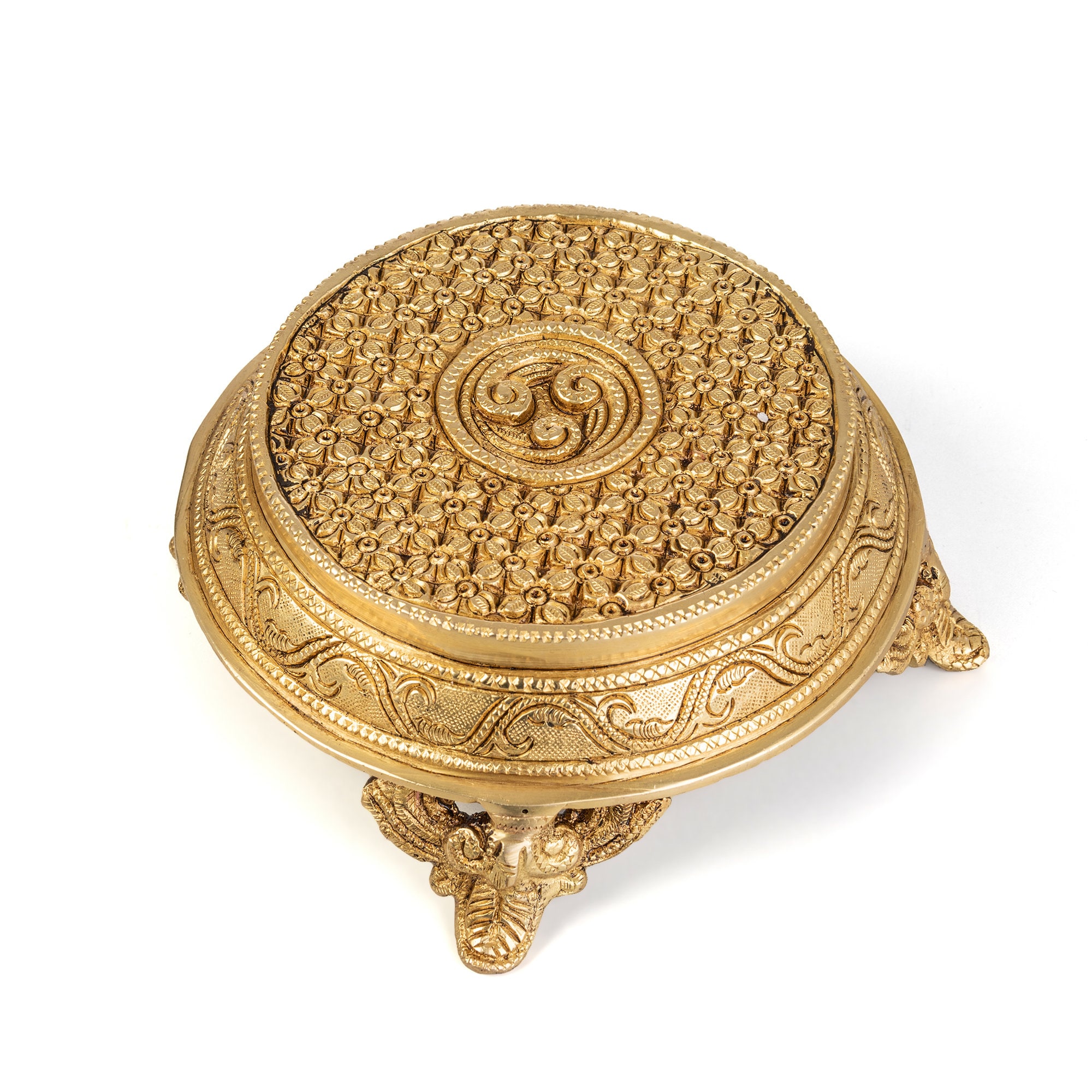 Round Chowki in Brass Small Brass Pooja Chowki for Home Etsy