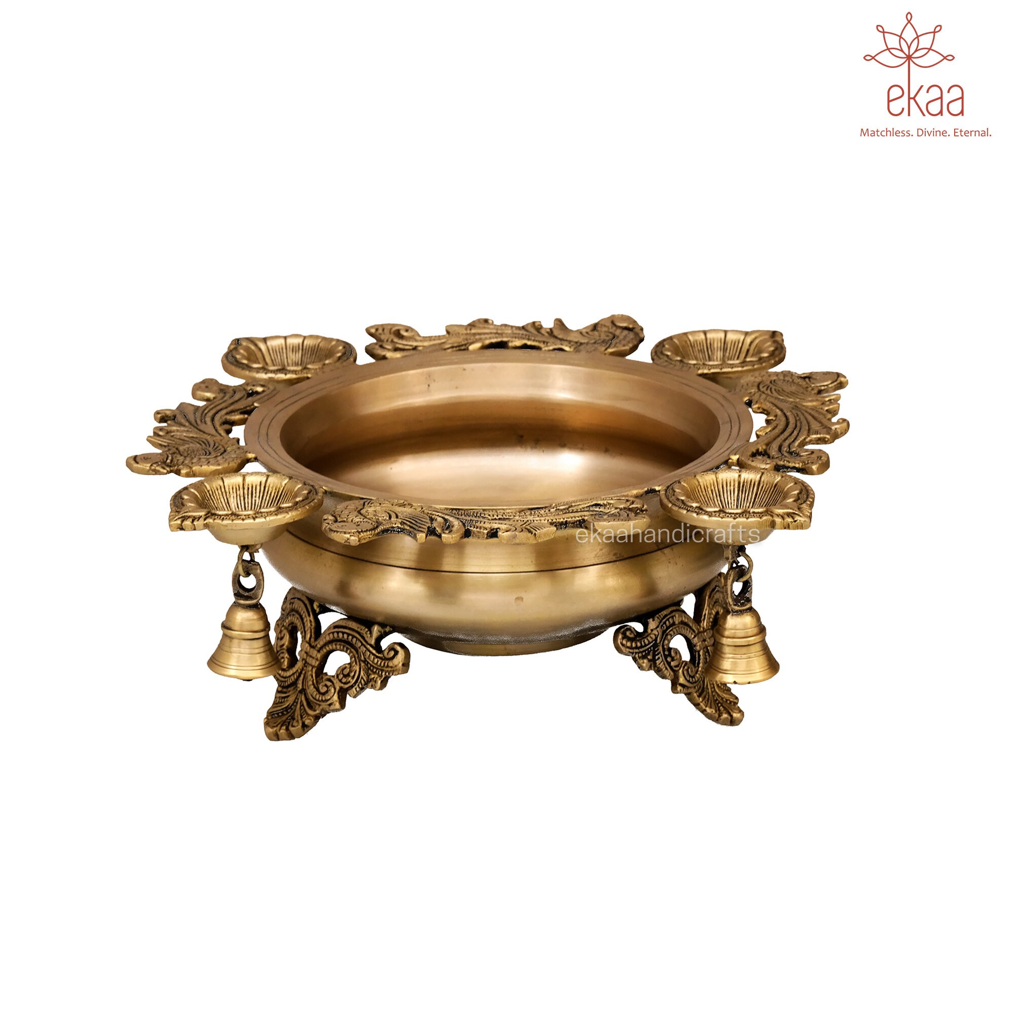 Brass Urli Traditional Bowl With 4 Diya Holders Brass Statue Etsy UK