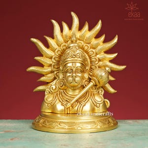 7.5&quot; Brass Lord Hanuman Statue Bust Idol, Bajrangbali Figurine, Brass Lord Hanuman Statue, Hanuman Brass idol, Statue Of Brass