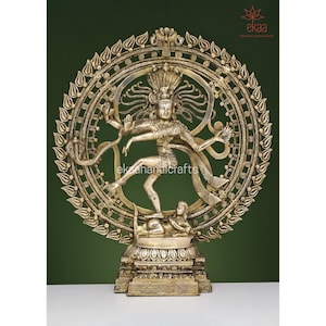 Nataraja Statue Large in Brass, 58CM Big Brass Dancing Shiva Natraj Idol, Divine Dancing Shiva Nataraja Showpiece, The Lord of Dance
