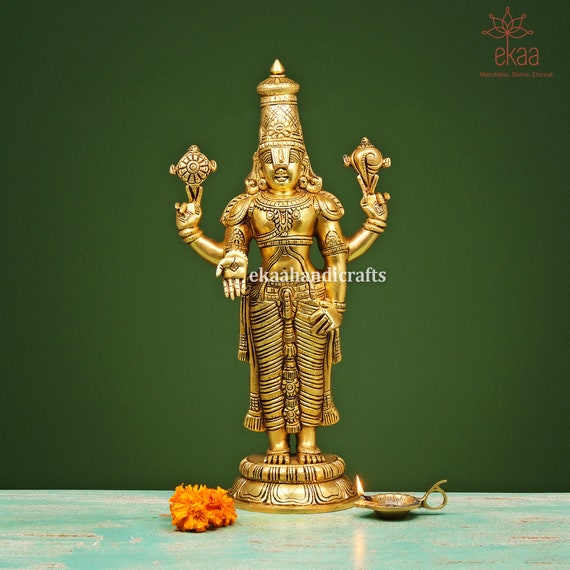 Tirupati Balaji Statue in Brass, 45 CM Lord Balaji Idol for New Home, Lord  Vishnu Avatar Figurine, Shri Venkateswara for Home Temple Pooja 