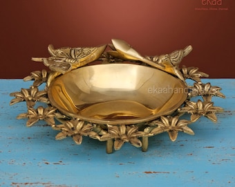 Urli Bowl in Brass, Flower Design Uruli, Traditional bowl for flower decoration, Indian Brass Bowl Art, Ethnic Decorative Showpiece Decor