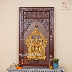 Tirupati Balaji in Brass with Frame, Big Size Brass Balaji 18 inch, Lord Vishnu, Sri Venkatesaya Temple Murti Pooja Idol Shree Venkateswara