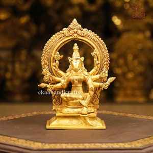 Brass Goddess Varahi Statue 23CM | Ashta Bhuja Lakshmi Varahi Idol | Varaha Avatar Pooja Murti | Hindu Temple Decor Spiritual Gift