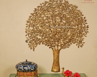 Brass Tree of Life Wall Decor: Large Intricate Indian Hanging