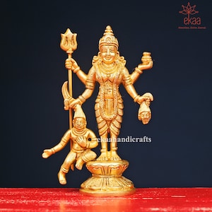 Estátua de Kali Maa em latão, Deusa Kali Idol de 14 cm, Parvati, Kalika, estátua de Kali shiva, Mahakali, Shiva-Shakti, divindades hindus