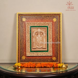 Tirupati Balaji in Marble Dust 52CM Wall Hanging with Pichwai Painting, Lord Vishnu, Sri Venkateswara Wall Decor, Indian Wall Art Home