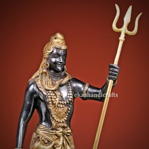 Lord Shiva Statue Standing, 46CM Brass Shiva Idol for Home Temple,Big Large Divine Shiva figurine Home Decor Murti God of Meditation