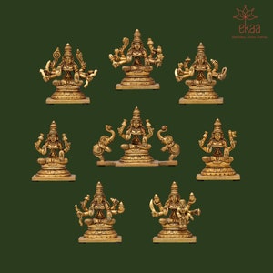 Brass Astha Laxmi, 8 forms of Lakshmi, Goddess of Wealth, Diwali Indian Gift, Hindu Goddess of Wealth, Good fortune, Fertility & Prosperity
