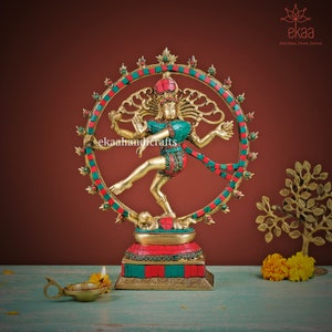 Nataraja Statue Large in Brass, Brass Dancing Shiva Natraj Statue, 24 CM Big size Brass Dancing Shiva Nataraja Sculpture, The Lord of Dance