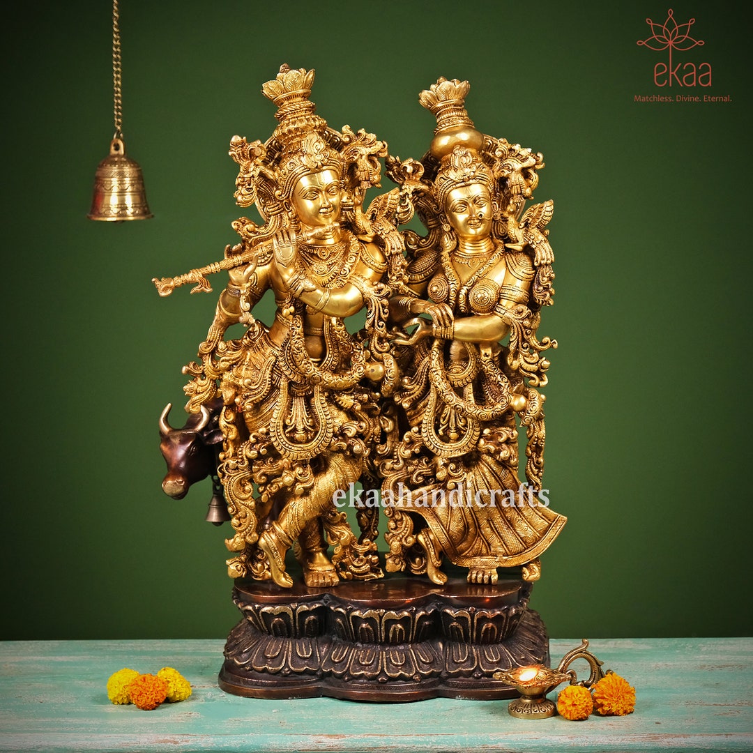 Radha Krishna Statue Brass 69CM Big Radha Krishna Sculpture Etsy