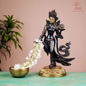 Brass Tara Statue, Standing Tara Statue, 38 CM Tibetan Goddess, Tibetan God, Buddhism, Female Shakti, Bodhisattva Statue, Buddhist Savior