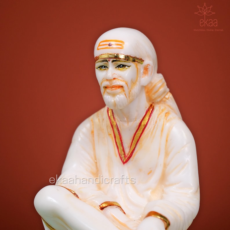 Sai Baba Statue Cultured Marble 8.5in Shirdi Sai Baba Hindu Etsy