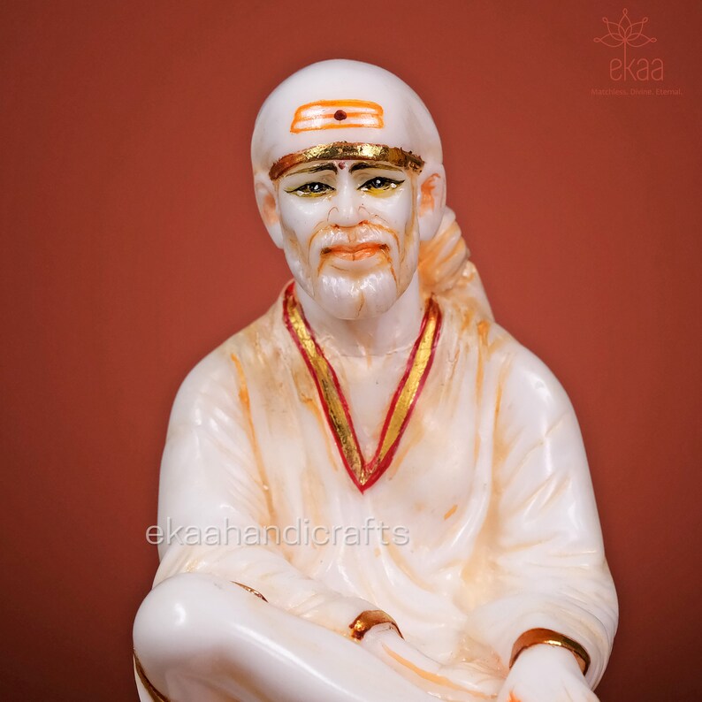 Sai Baba Statue Cultured Marble 8.5in Shirdi Sai Baba Hindu Etsy