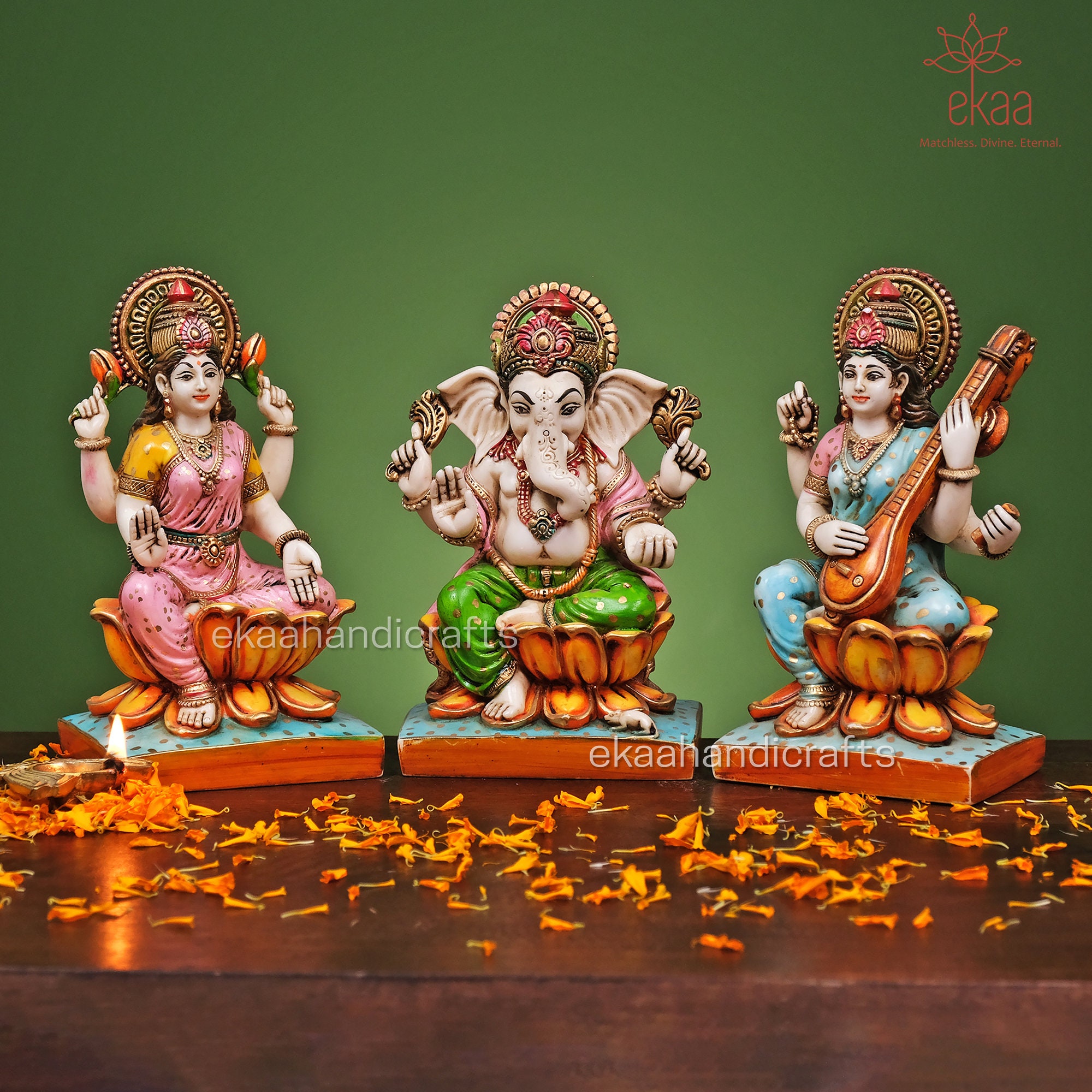 Lakshmi Ganesh Saraswati Statue Hand Painted Cultured Marble - Etsy Denmark Lakshmi Ganesh Saraswati Statue Hand Painted Cultured Marble - Etsy Denmark