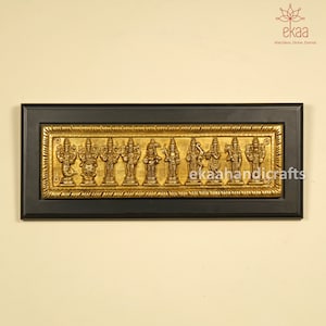 Vishnu Dashavatara Wall Hanging, Brass Lord Vishnu Dashavatar, Ten Incarnations of Lord Vishnu, Hindu God Vishnu surrounded by his Avatars