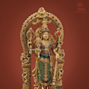 Lord Vishnu Narayan Idol, Big Large Size Standing Vishnu Statue Stonework, Narayana Figurine, Vishnu Sculpture for Home Temple, Garden Decor
