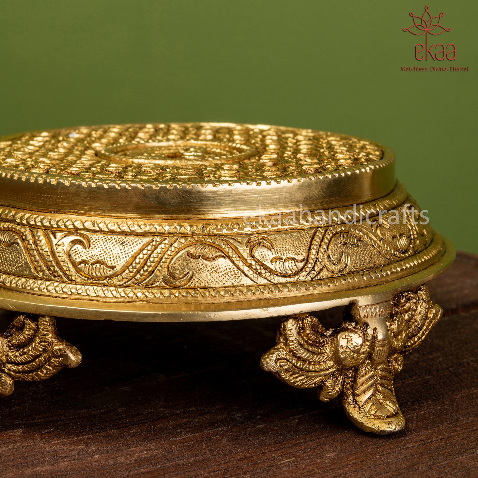Round Chowki in Brass Small Brass Pooja Chowki for Home Etsy