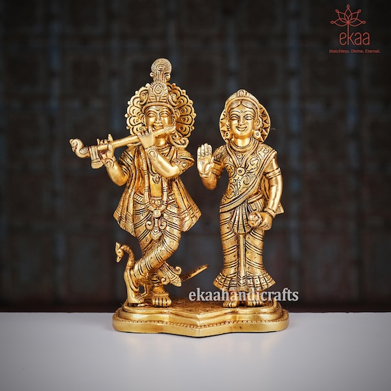 Hand Finished Brass Krishna and Radha Statue --30cm x 23cm Hand Finished Brass Krishna and Radha Statue --30cm x 23cm